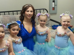 Miss Kelly Bennis RTS backstage with young Cameron Academy Dancers
